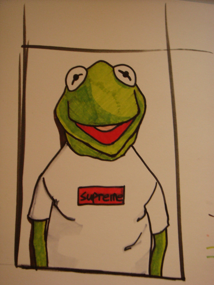supreme 青蛙，父辈朋友的儿子上大学 送他的礼物|绘画习作|插画|l加一 - 原创设计作品 - 站酷 (ZCOOL)