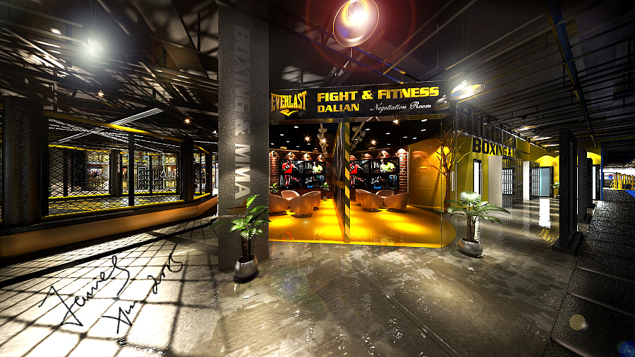 大连EVERLAST格斗俱乐部(中国·大连)|室内设计|空间\/建筑|XuXu0208 - 原创设计作品 - 站酷 (ZCOOL)