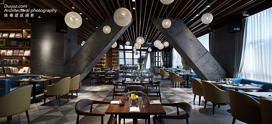 独尊建筑摄影:言几又,阅读主题餐厅!|室内设计|