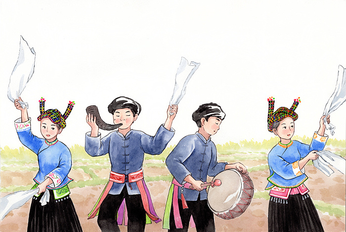 广西少数民族文化绘本-《壮族传统节日》《铜鼓》