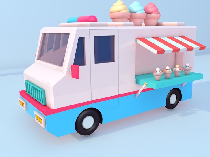 c4d练习作品——冰淇淋车