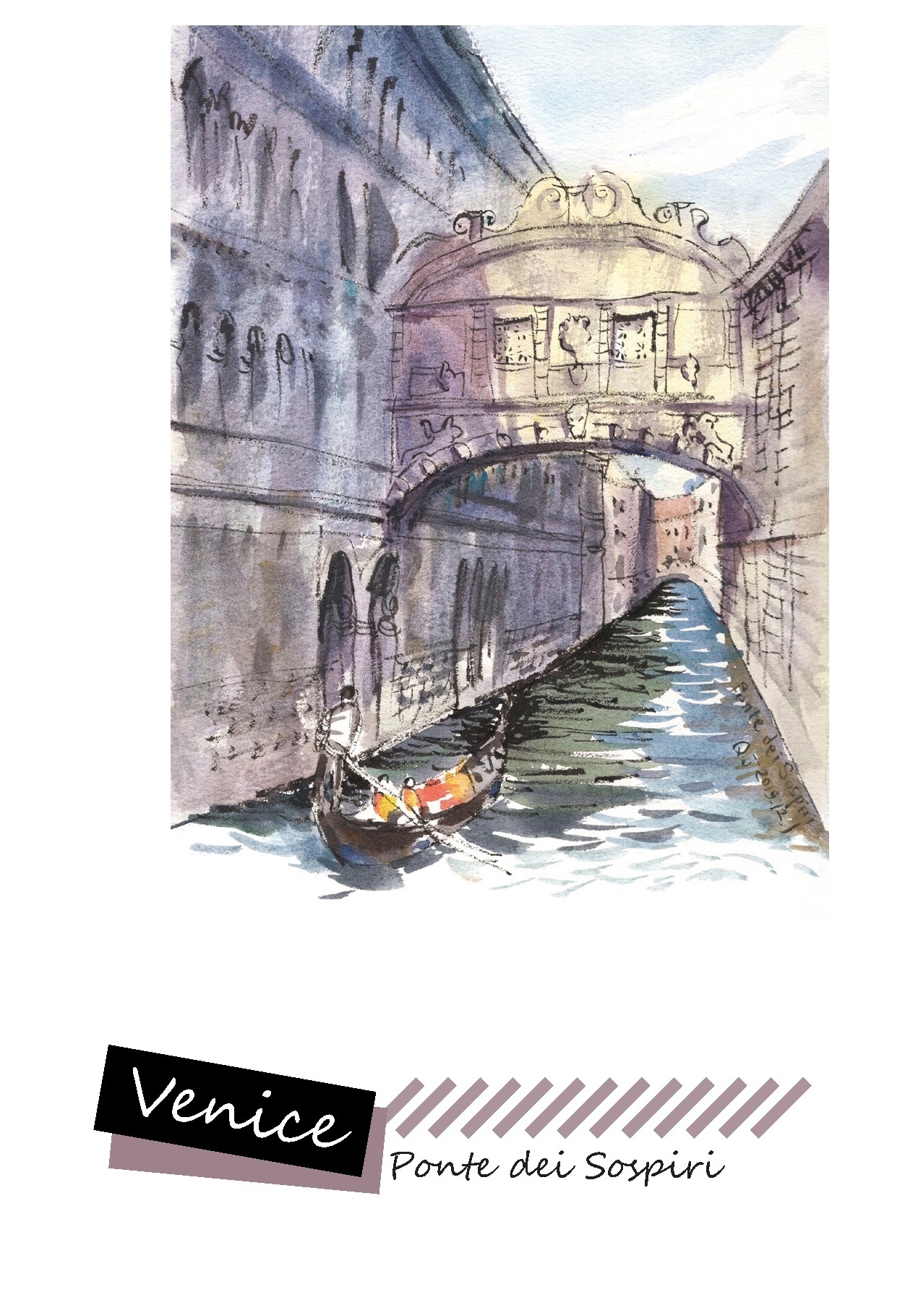 自制威尼斯风景手绘明信片