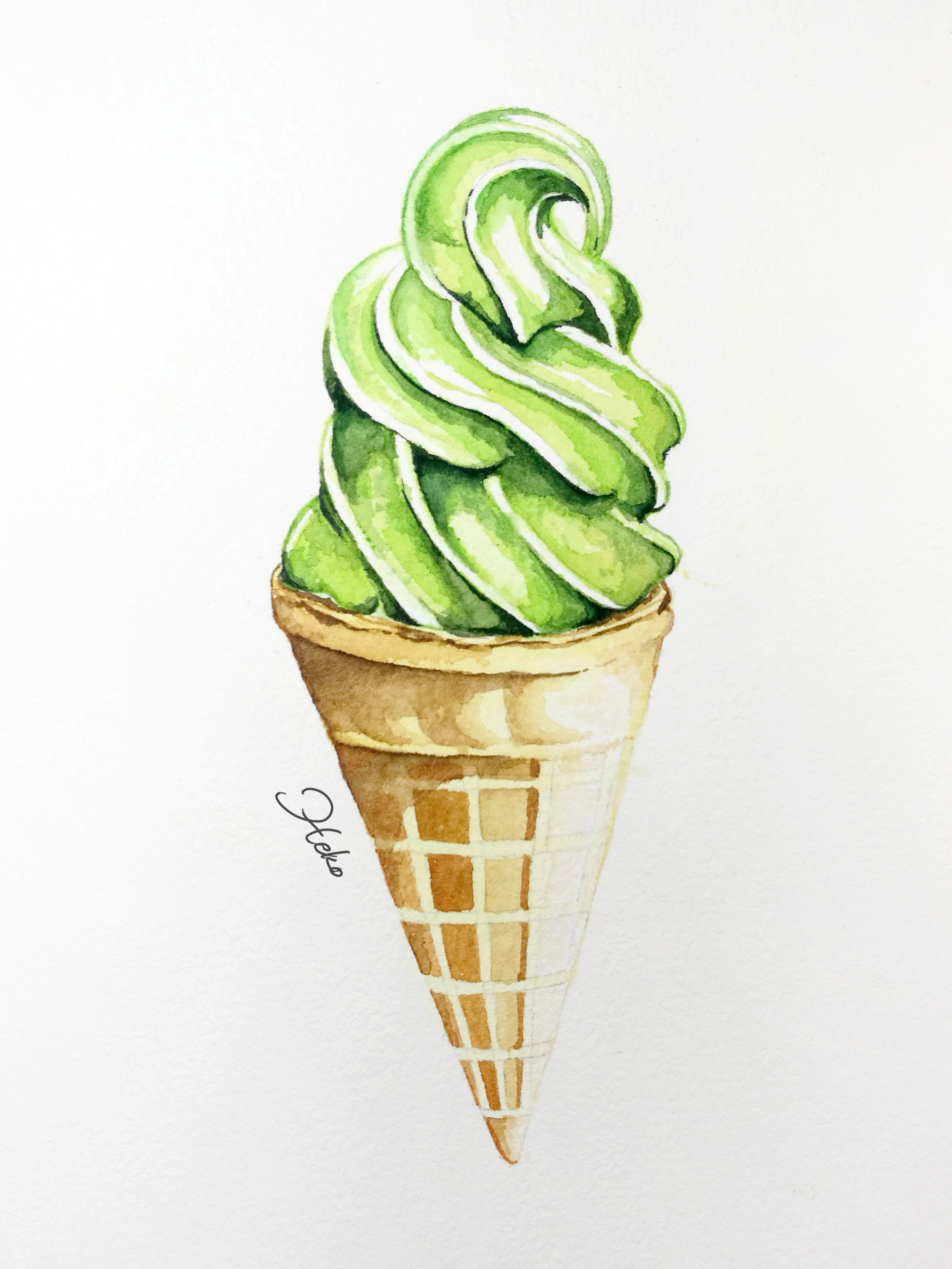 水彩～冰淇淋|插画|插画习作|hekoli - 临摹作品