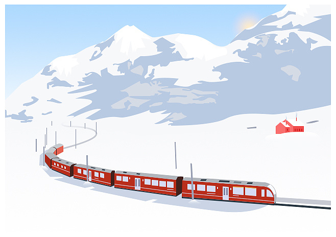 雪山中火车|插画|其他插画|大锤尸 - 原创作品 - 站酷