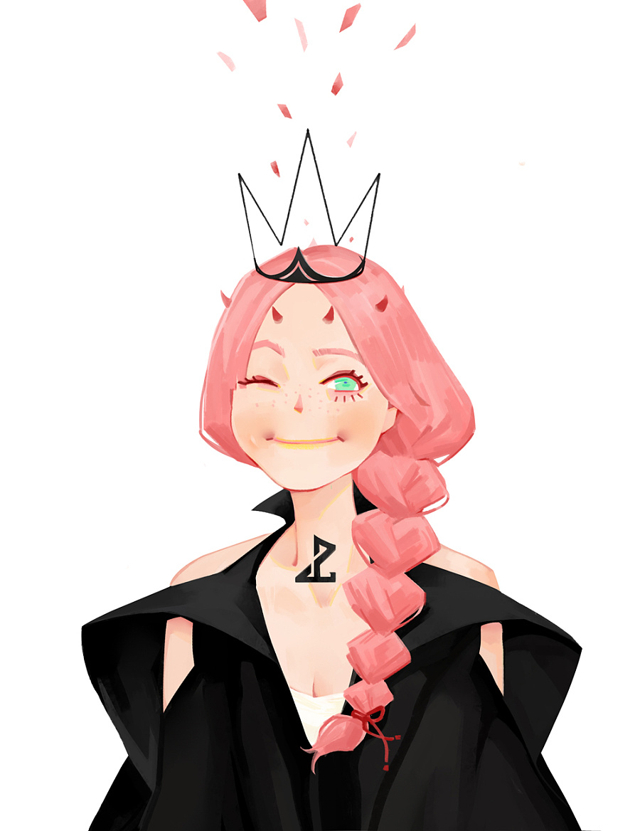 《小粉红黑》|绘画习作|插画|LopaWan - 原创设