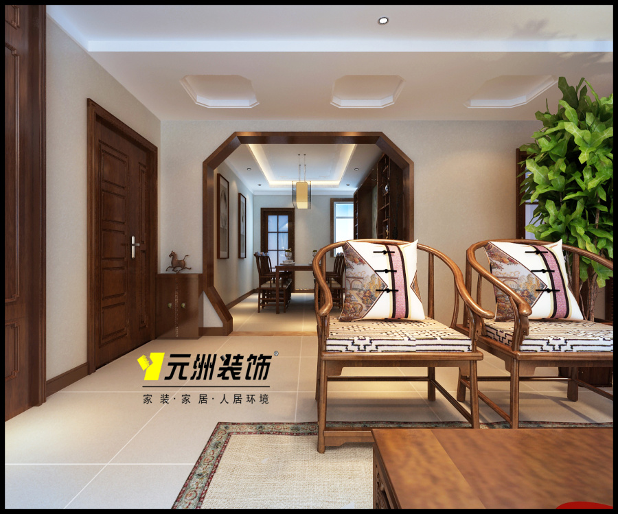 建投十号院新中式风格装修效果图欣赏|室内设