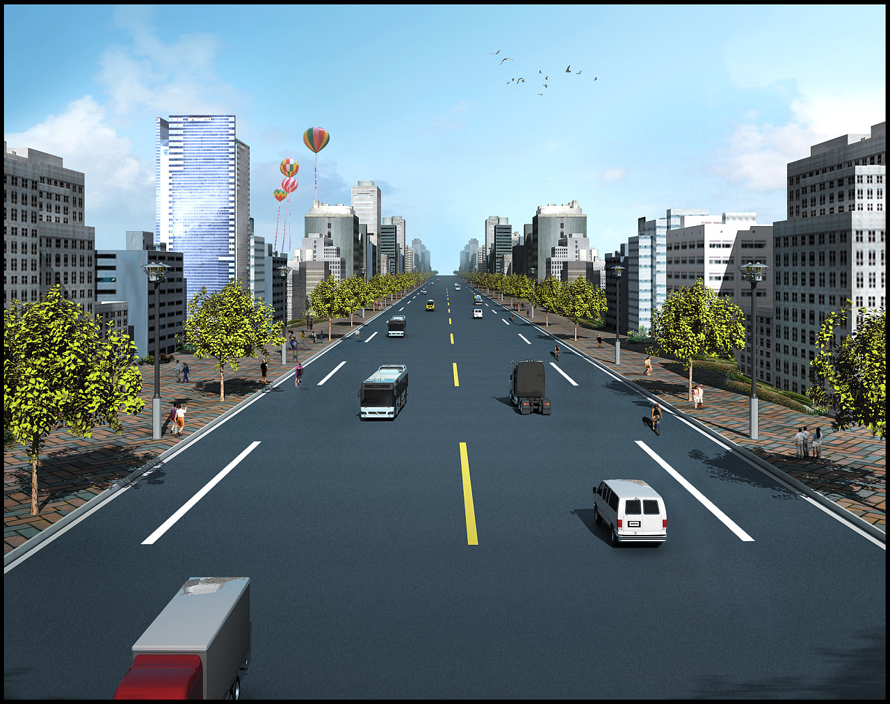 莆田涵江市政公路规划效果图|三维|机械\/交通|拽