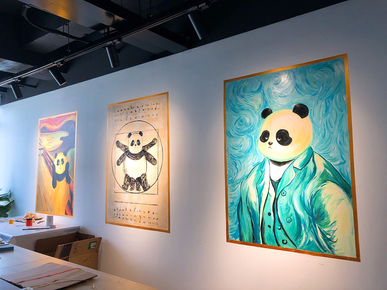 新公司墙绘-世界名画熊猫系列