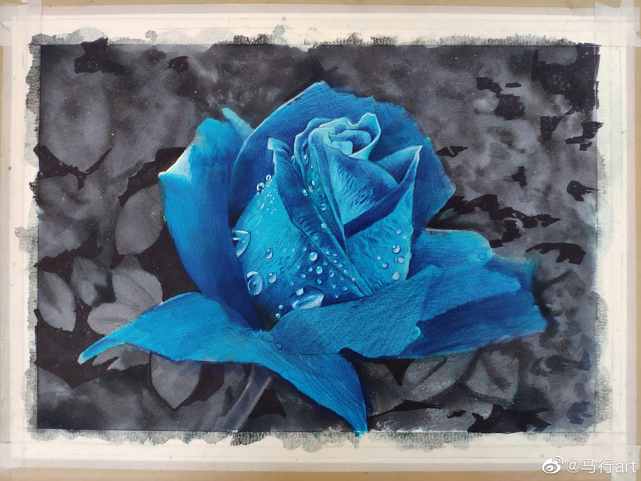 蓝色玫瑰,送给爱的人水彩彩铅绘绝代有佳人 幽居在空谷佳木斯