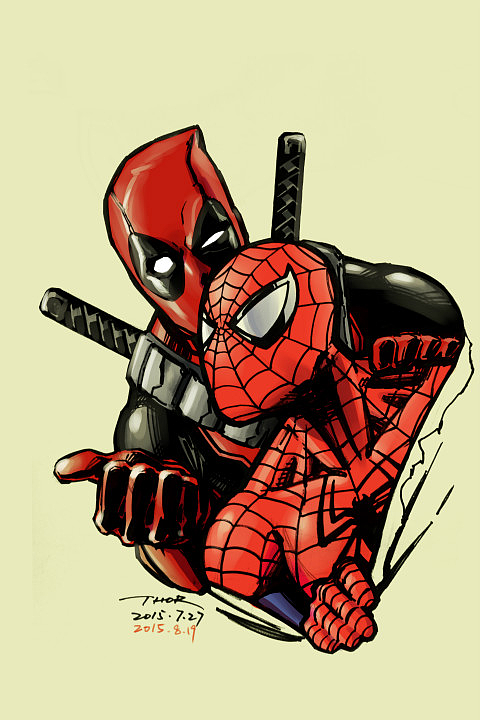 【ThorArt】Spideypool死侍和蜘蛛侠。|插画|插画习作|ThorArt - 原创作品 - 站酷 (ZCOOL)