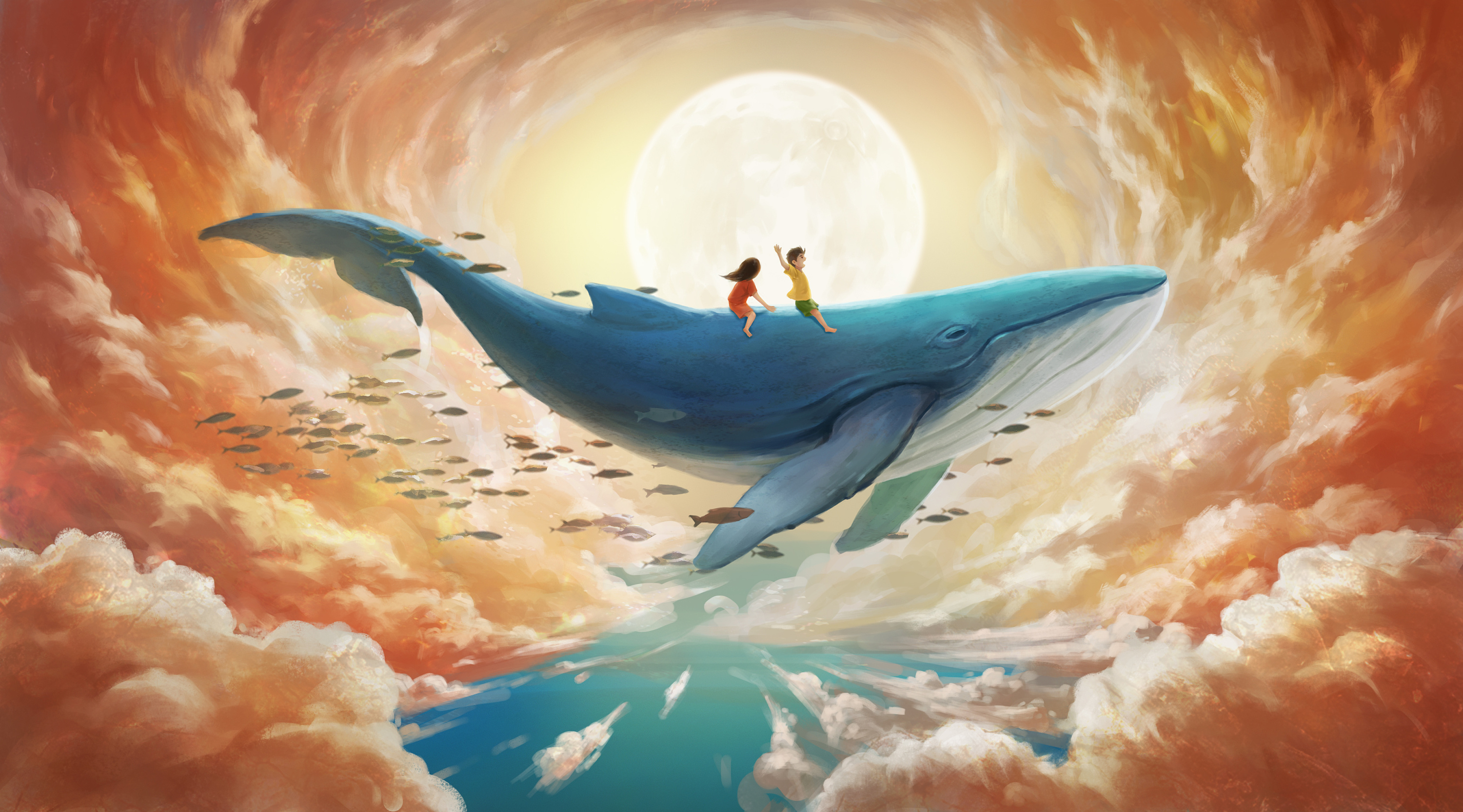 大鲸鱼与大金鱼|插画|商业插画|夕海pares - 原创作品