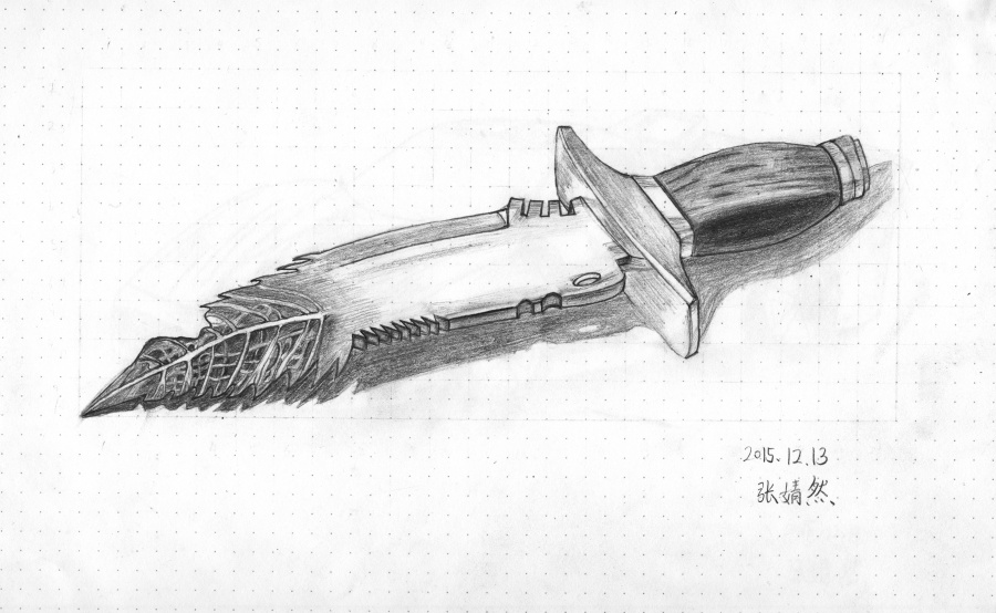 一把刀的创意素描|油画|纯艺术|风若更新 - 原创