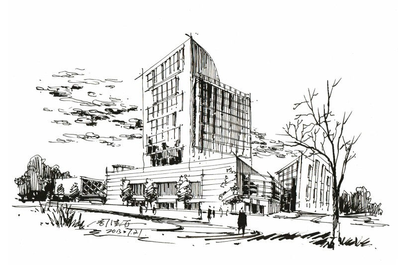 手绘建筑,上色画,手绘图片,手绘效果图,马克笔建筑,建筑设计,室内设计近境制作设计图片