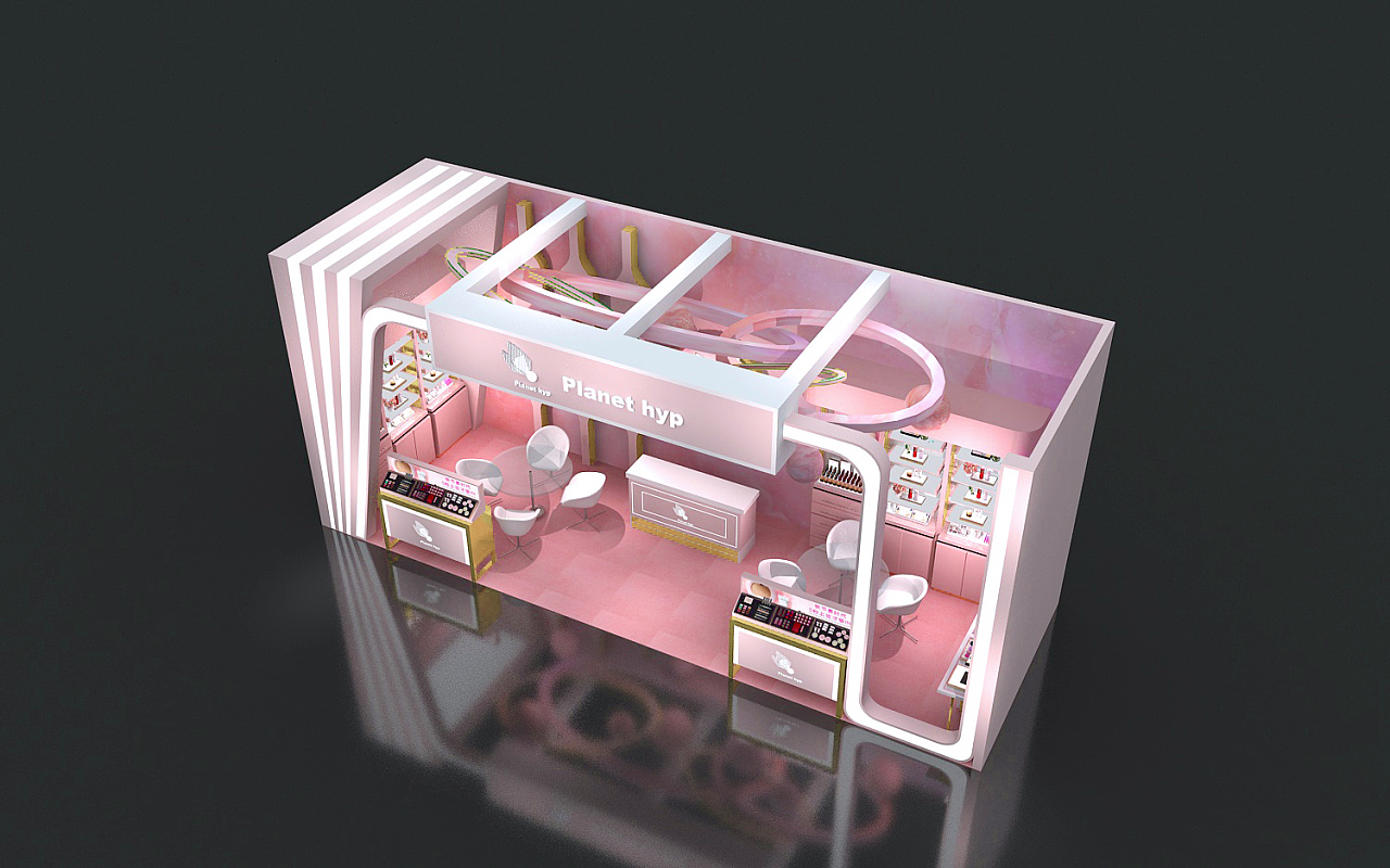 化妆品展会展位 特装展会展示 展厅3d效果图设计定制|空间|展陈设计