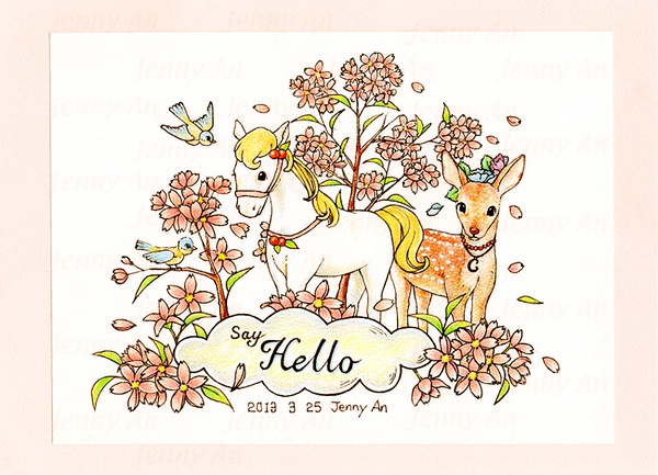 森系手绘动物插画