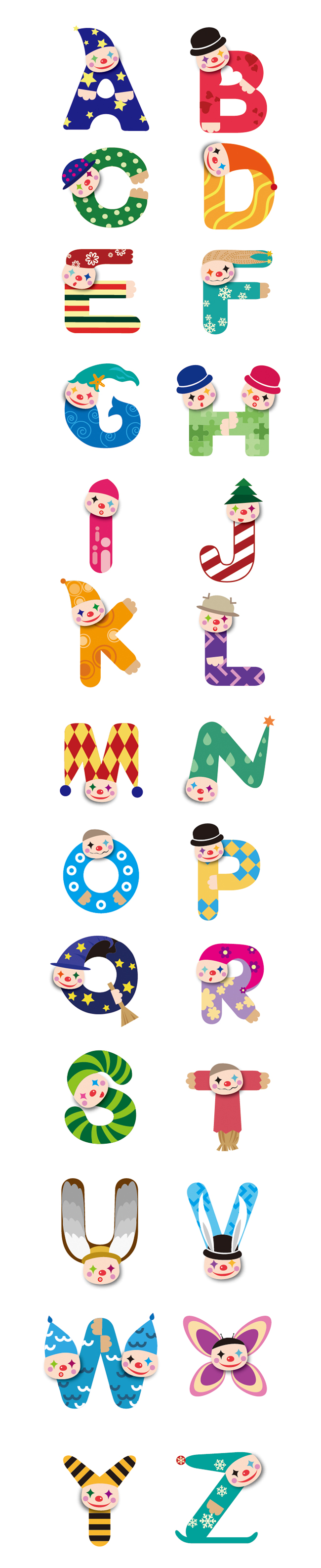 小丑26个字母设计