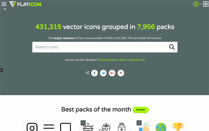 可下载的格式包括png,svg,eps,psd及base64,尺寸从16px到512px,基本