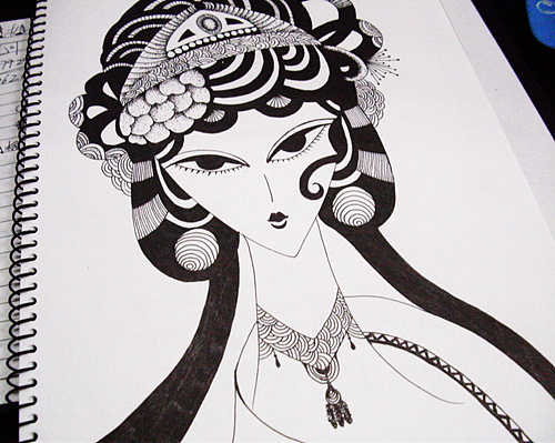 水笔画的黑白画(喜欢)