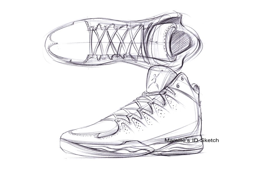 工业产品设计手绘之篮球鞋步鄹图~~马赛(Mar
