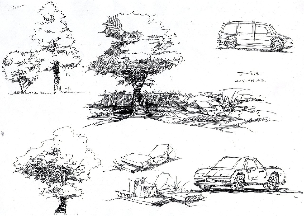 建筑体块组合手绘练习