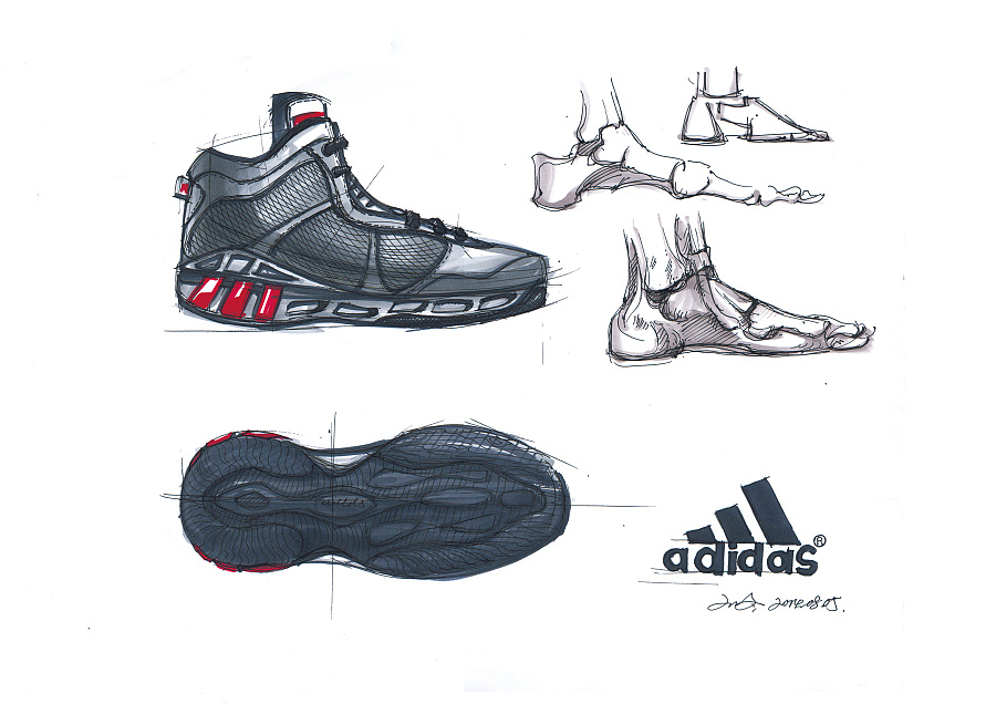 篮球鞋 产品设计手绘线稿及上色|生活用品|工业
