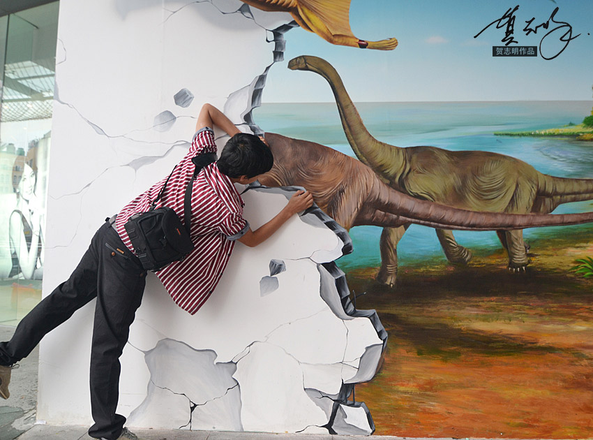 3d立体画《侏罗纪世界》|纯艺术|绘画|贺志明 - 原创作品 - 站酷