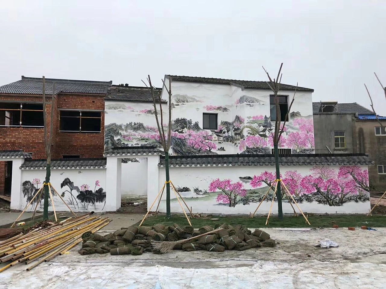 南京美丽乡村外墙手绘墙画墙绘作品