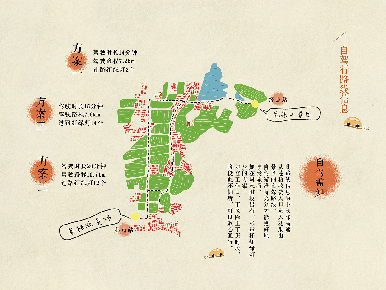 收藏 花果山旅游手册之外地游客自驾去景区的路线导向图