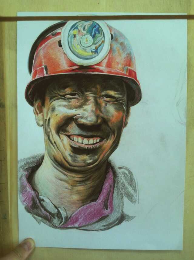 彩铅手绘煤矿工人