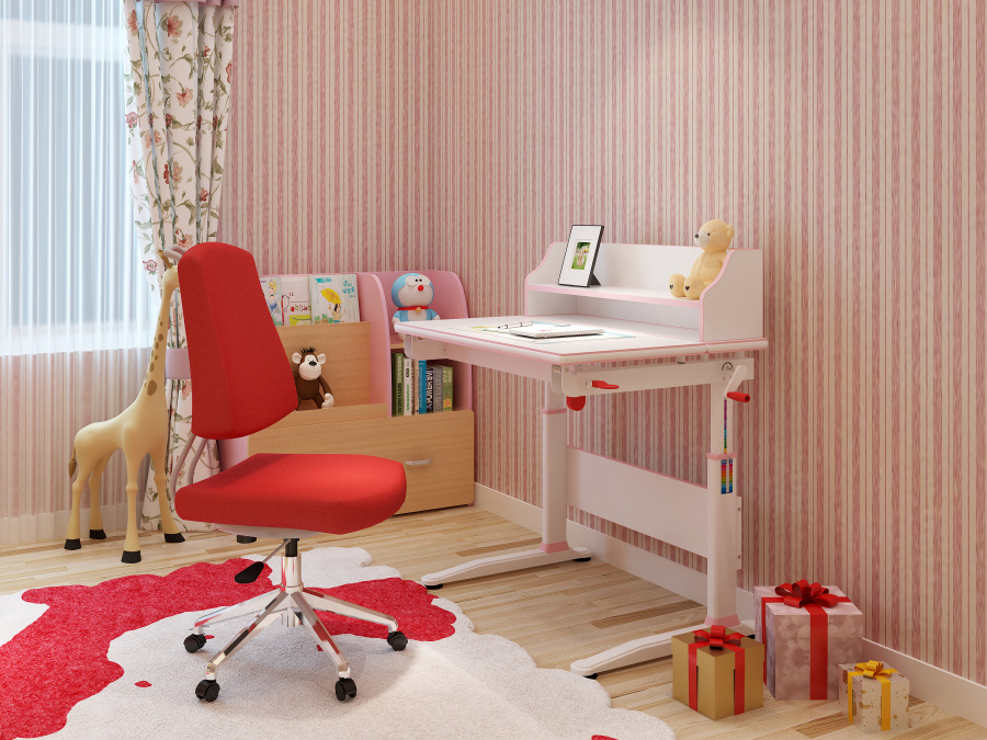 儿童房,电脑桌,书桌书柜效果图,儿童电脑桌效果