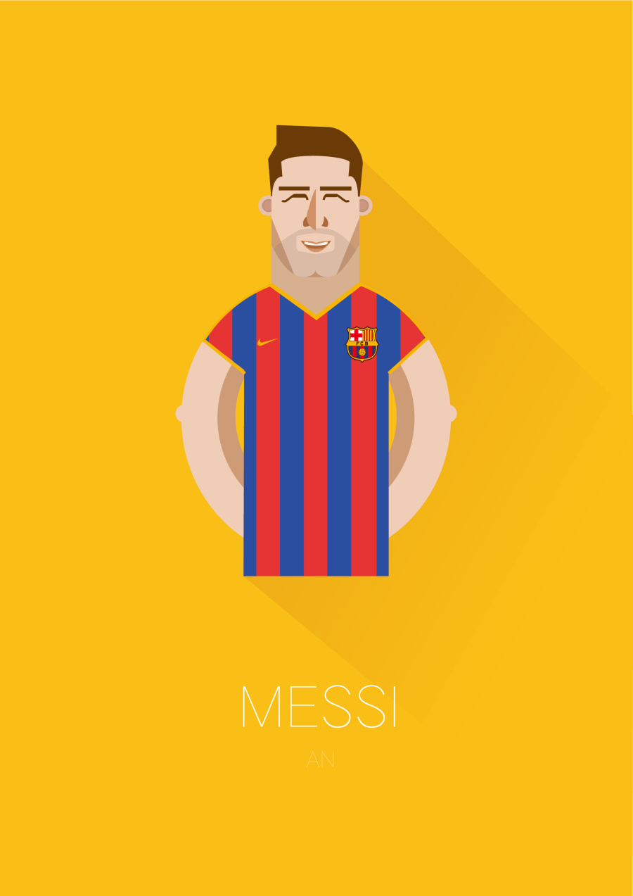 萌萌哒梅西矢量头像可做壁纸|绘画习作|插画|波