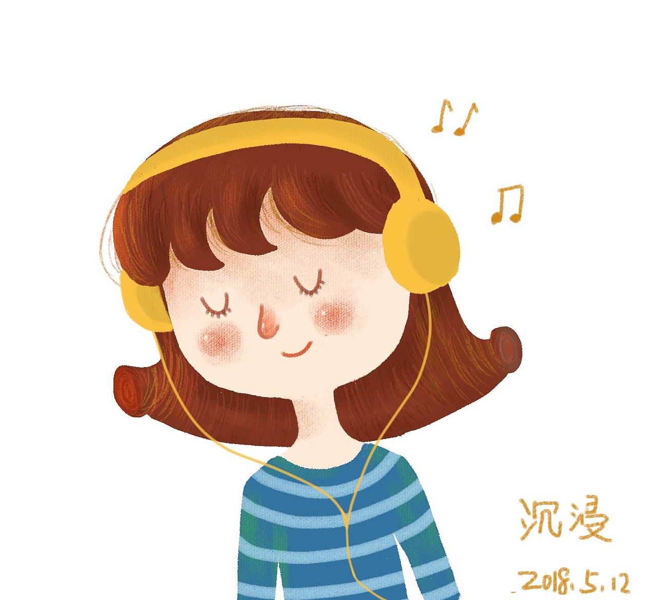 听音乐插画|插画|创作习作|山奈SHANAI - 原创作品 - 站酷 (ZCOOL)