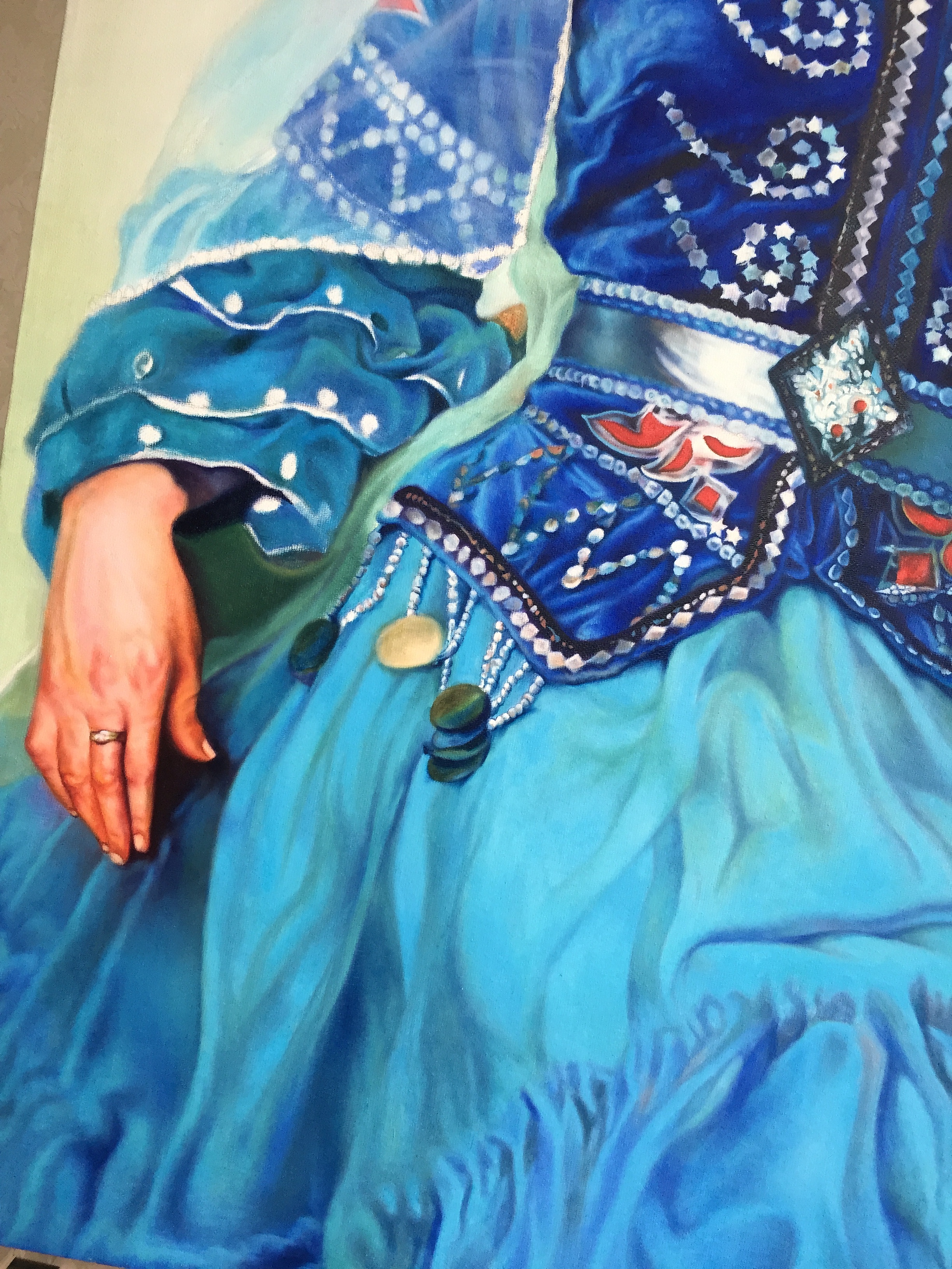 油画作品—蓝裙贵妇人