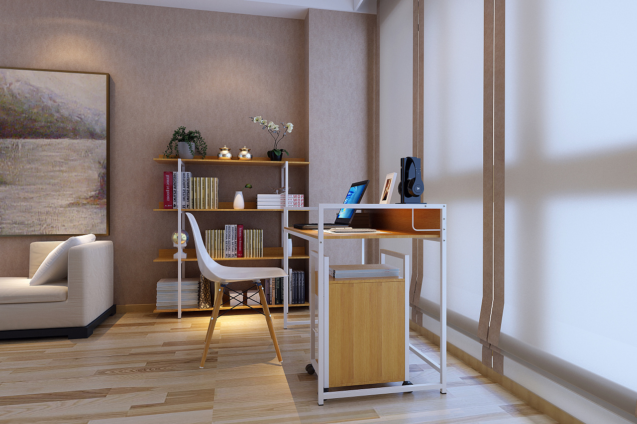 原创作品: 家具3d效果图-书架,书桌,电脑桌,沙发