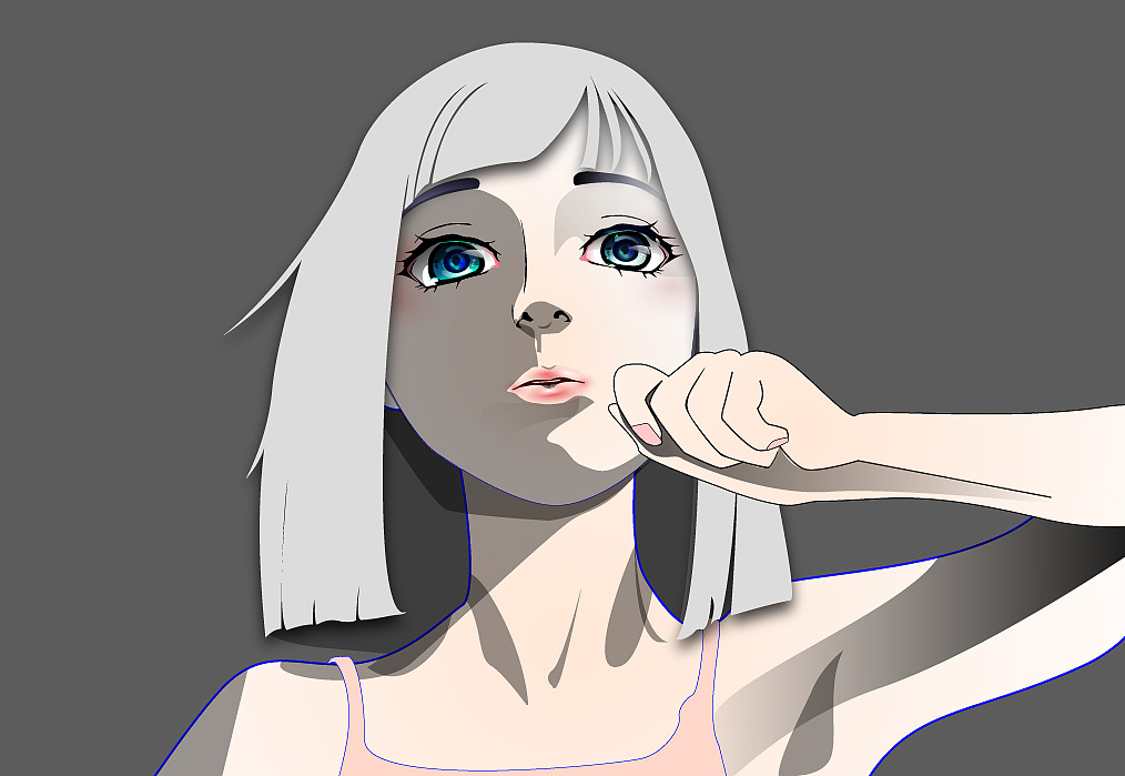 用AI绘制 歌手Sia御用舞者Maddie Ziegler 矢量