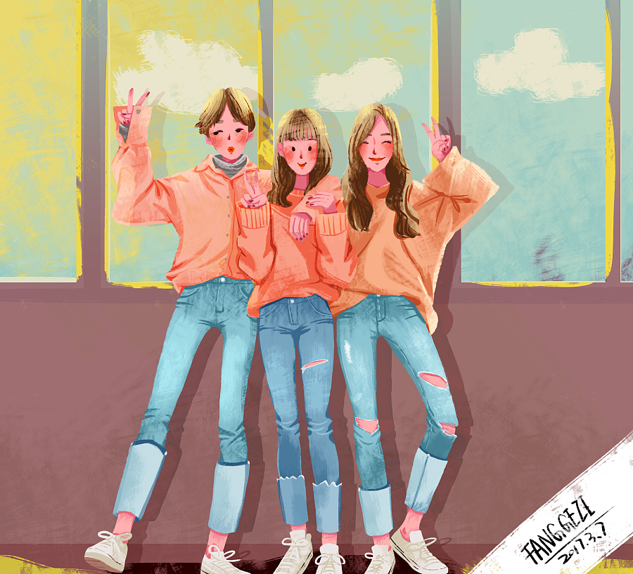 女神节快乐~闺蜜装的插画向练习~|绘画习作|插画|会穿越的方格子 - 原创设计作品 - 站酷 (ZCOOL)