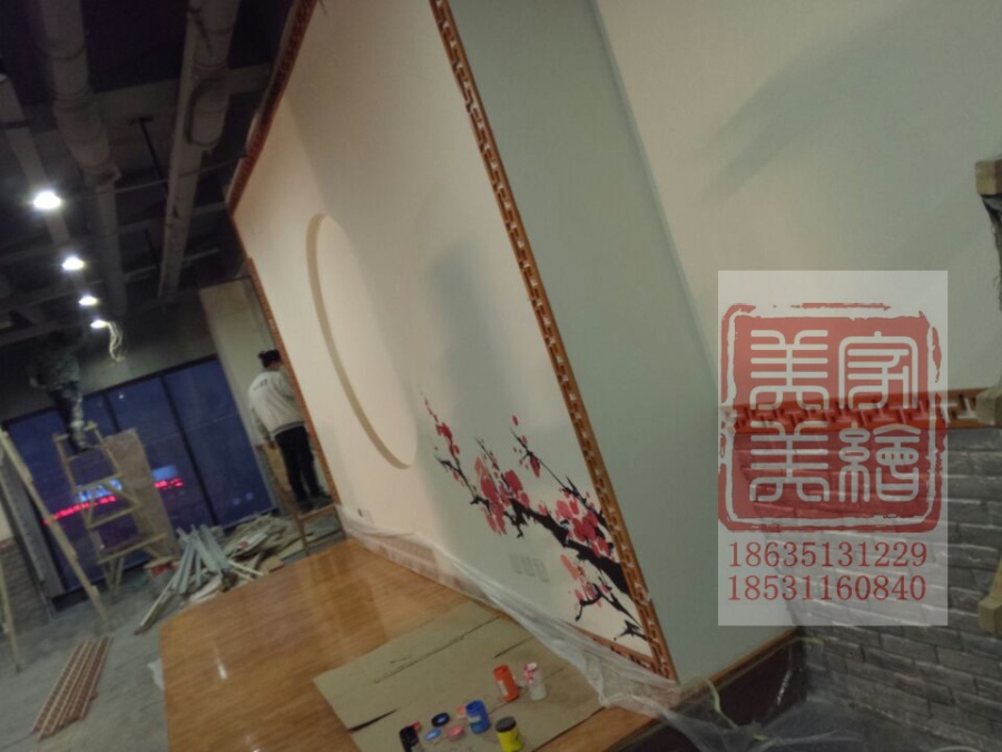太原批把园火锅店手绘墙绘墙体彩绘。太原幼儿