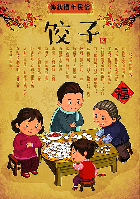 (娃他妈)手绘中华传统过年习俗图谱2|插画|商业插画