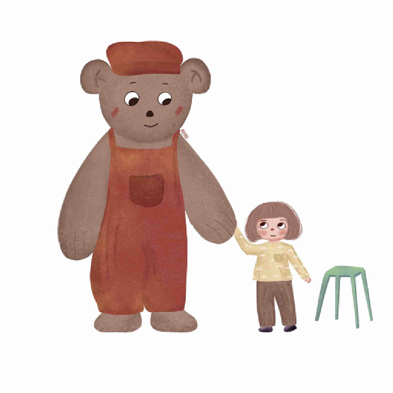 原创系列插画《温暖的大熊与小女孩》完结