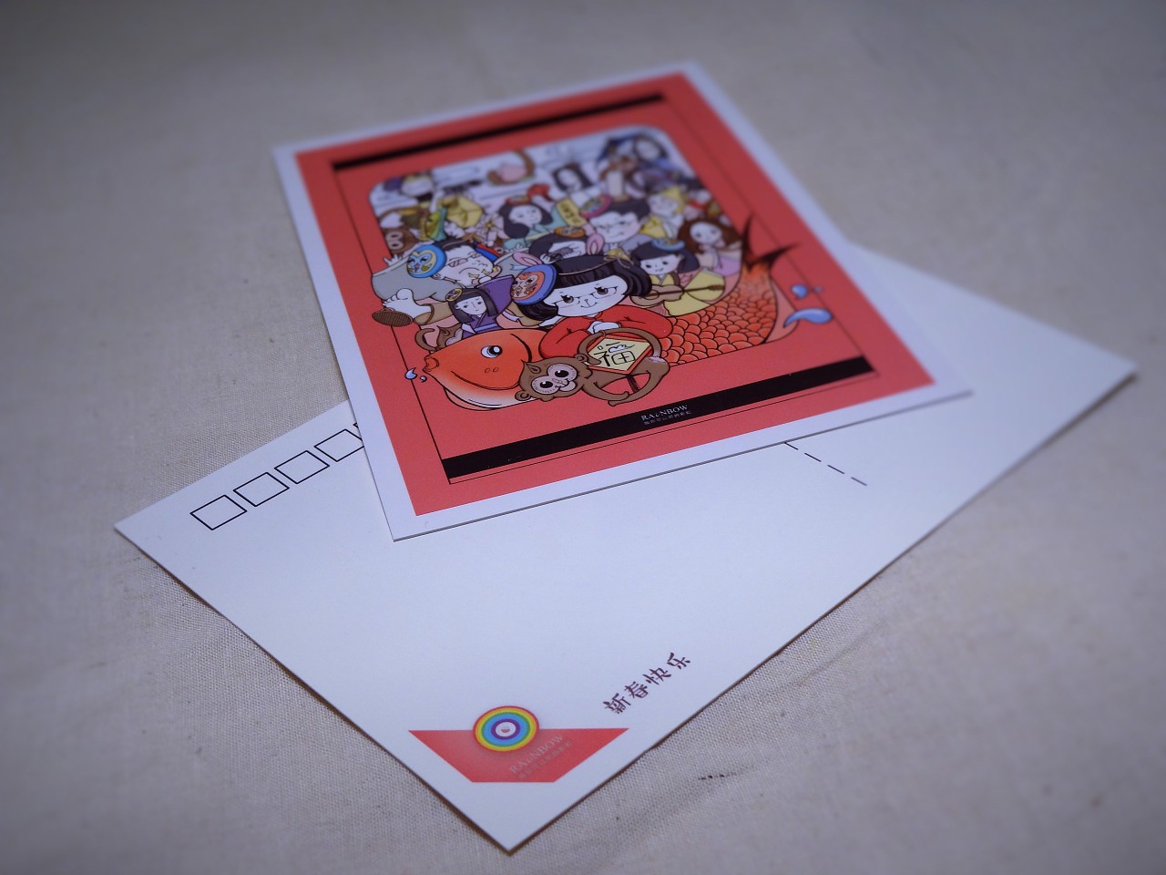 【插画设计】2016年猴年春节rainbow计划明信片设计
