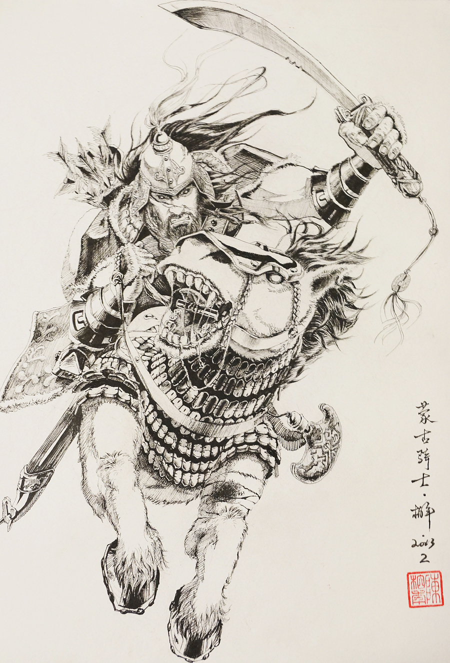 蒙古骑士|绘画习作|插画|azazaal - 原创设计作品
