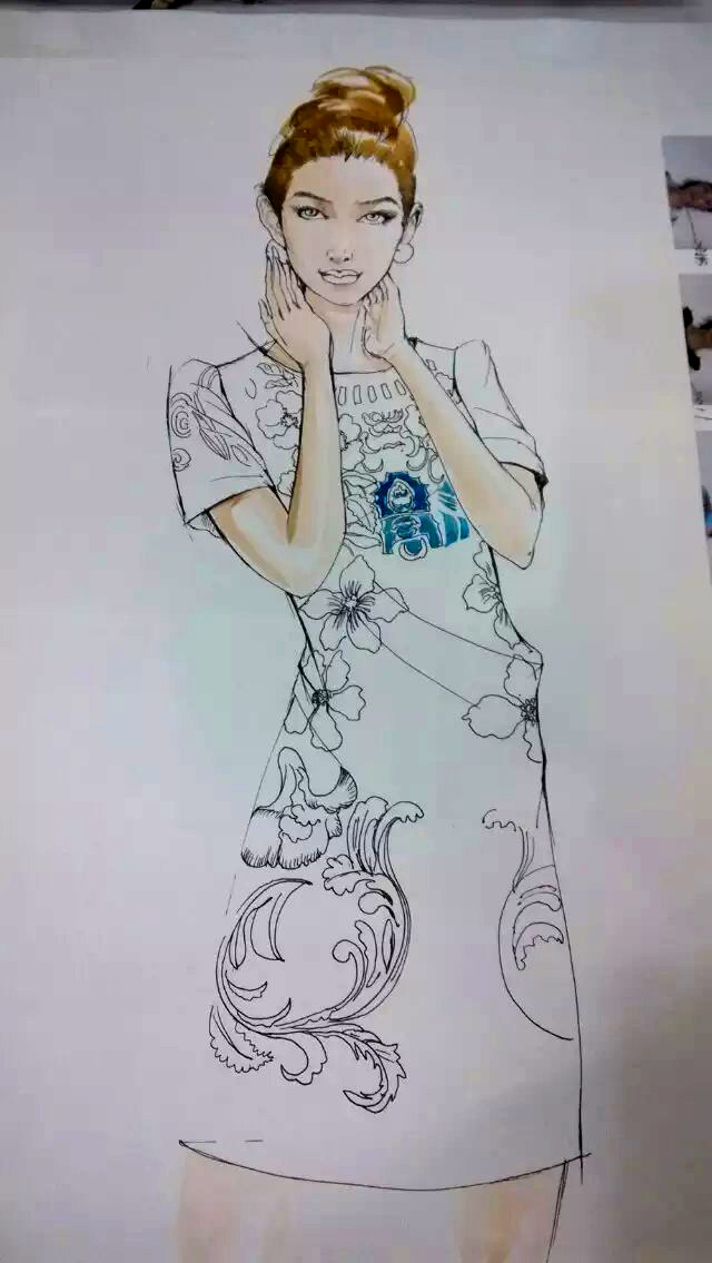 真丝乔其纱印花设计效果图3 水彩绘制|休闲\/流