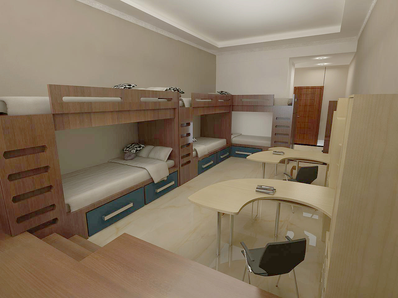 大学寝室居住空间设计(2人,4人,6人寝室)