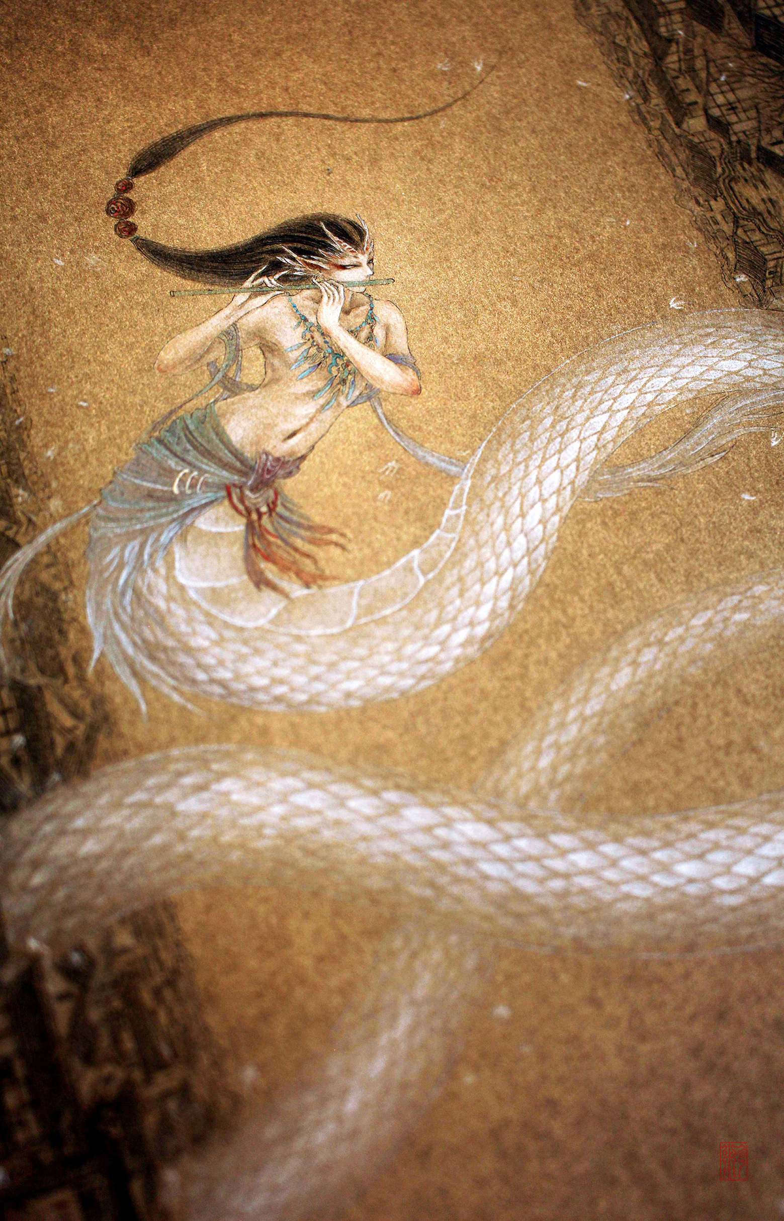 【中国百鬼】唤世·螣蛇|纯艺术|水彩|画师杉泽