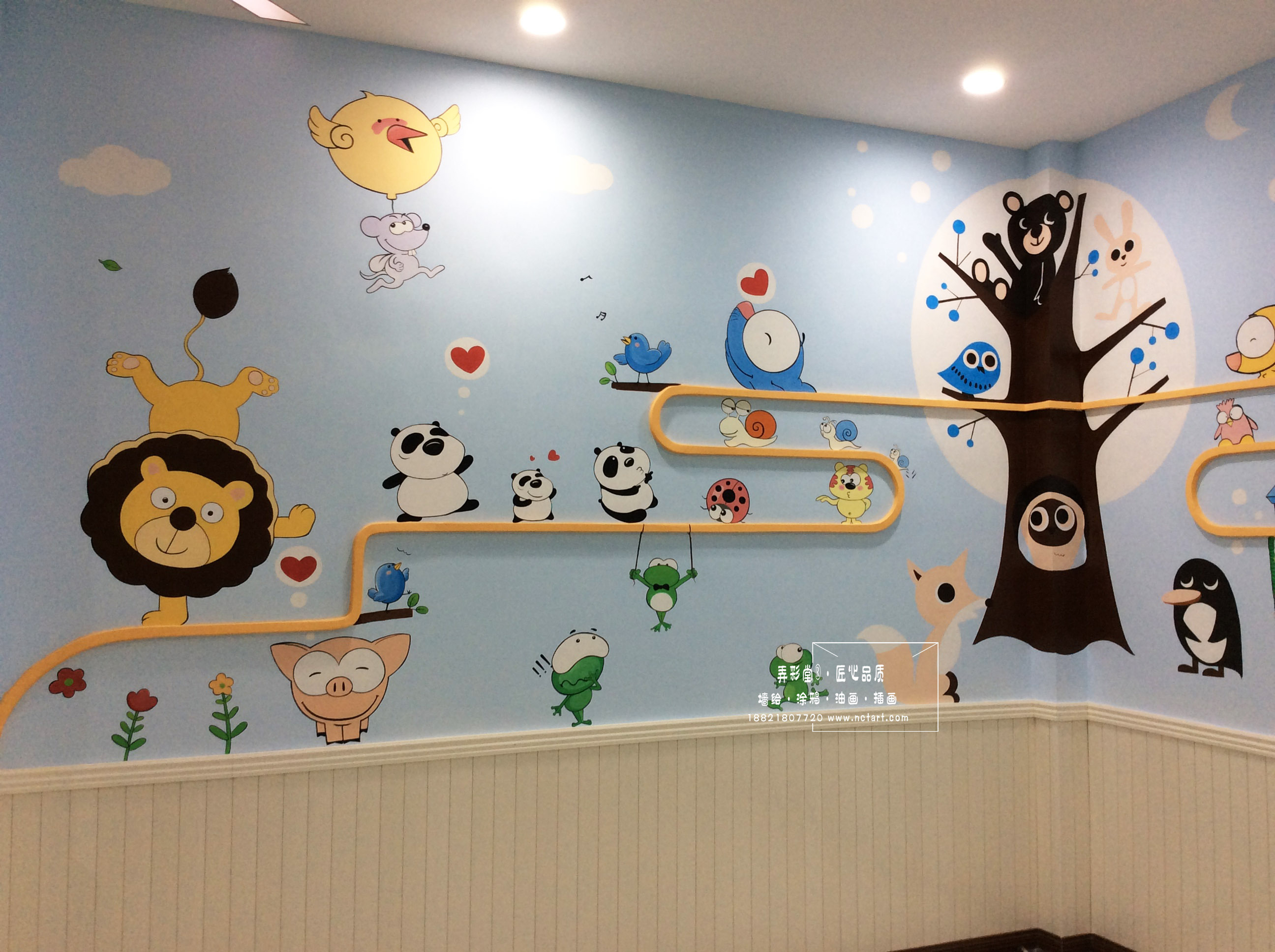 儿童墙绘幼儿园墙体彩绘欣赏世纪宝贝幼儿园手绘墙