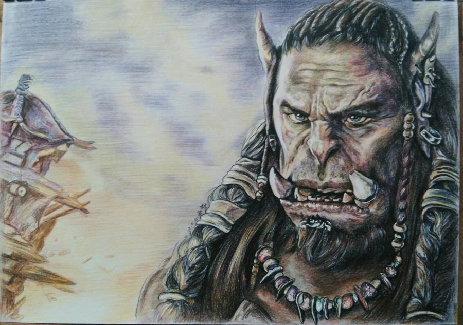 魔兽电影角色洛萨和杜隆坦|彩铅|纯艺术|随