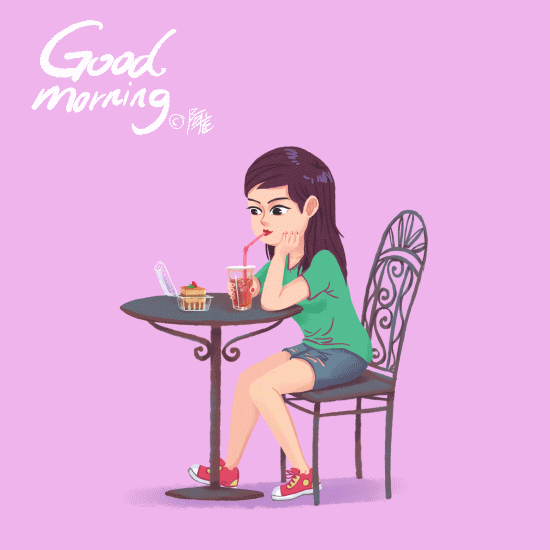 【每日一gif合集五】早上好系列插画(41-50)|插画|商业插画|阿尨