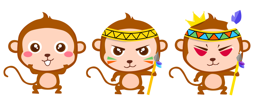 用了一下午为手机页面画的三只猴