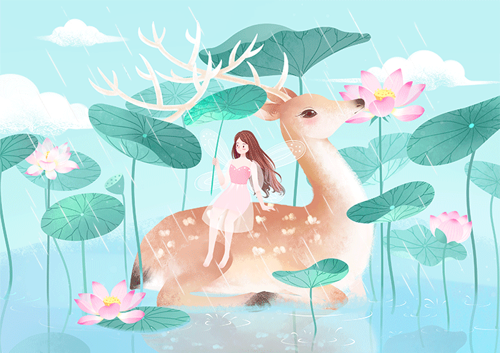 夏雨碧荷|插画|商业插画|阿希xilili - 原创作品 -