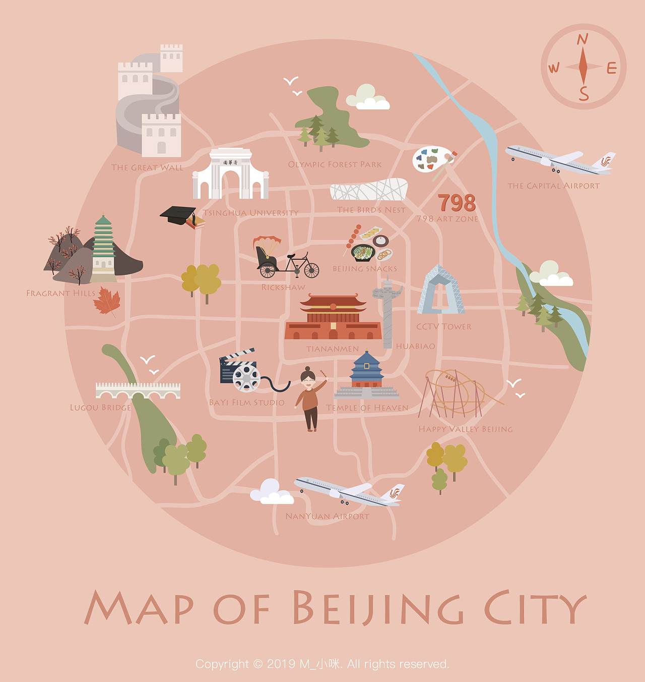 北京地图|插画|插画习作|m小咪 - 原创作品 - 站酷